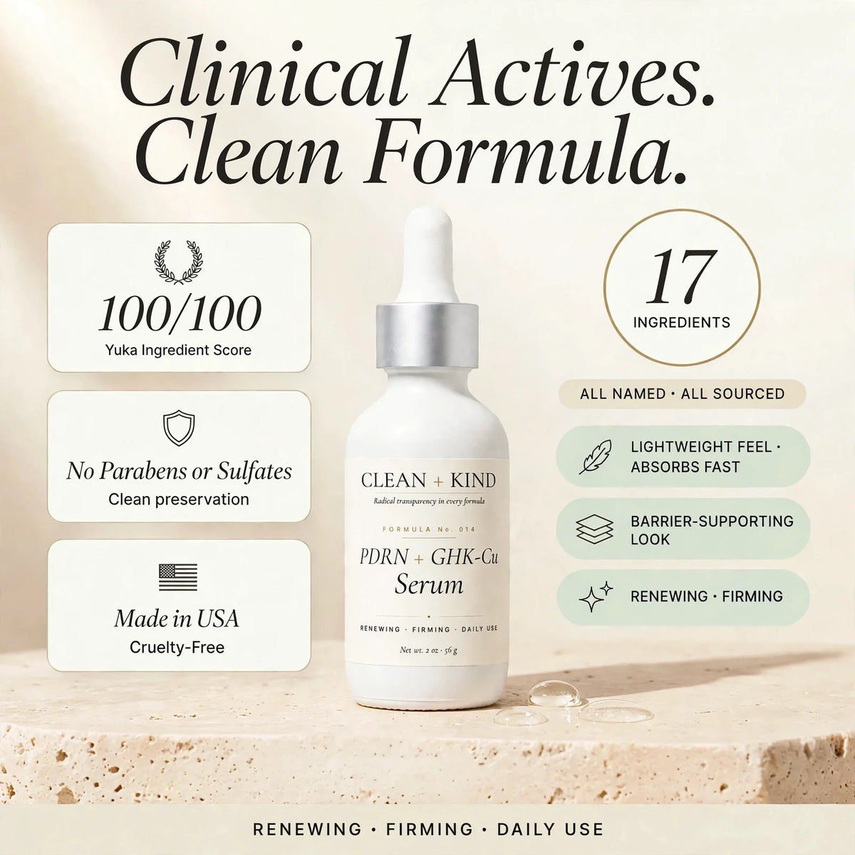 Clean + Kind Copper Peptide + PDRN Serum (2 oz)